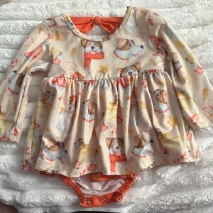 Pete and Lucy snow dog skirted bodysuit
